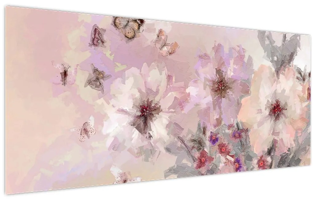 Obraz - Umelecká koláž s motýľmi (120x50 cm)