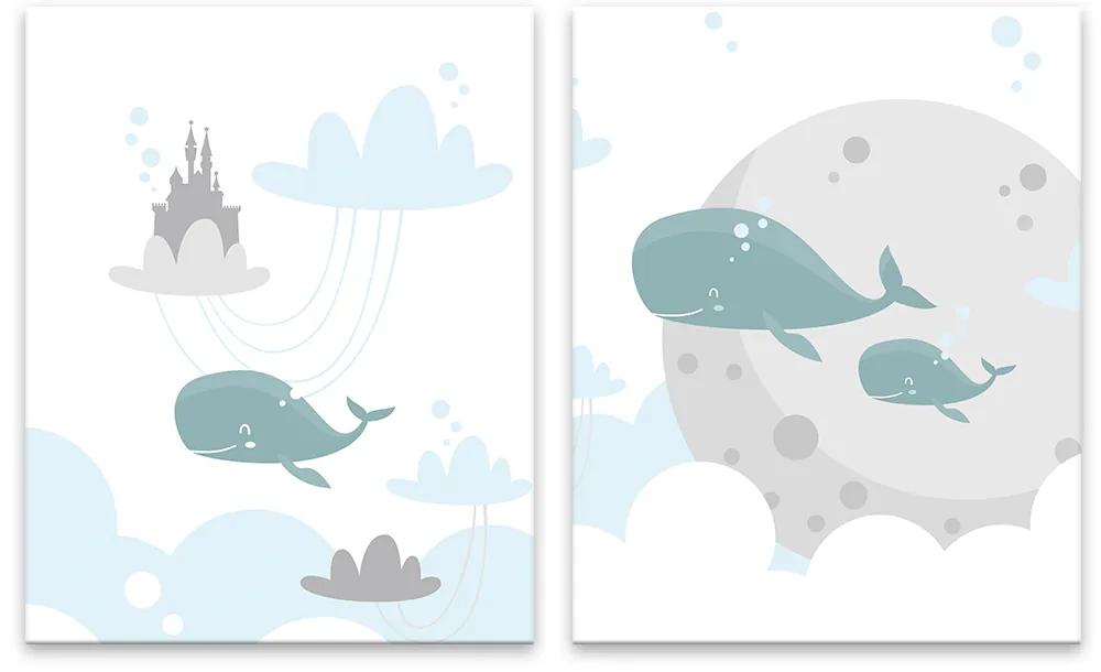 Séria 2 plagátov pre chlapcov 40x50 cm - Whales