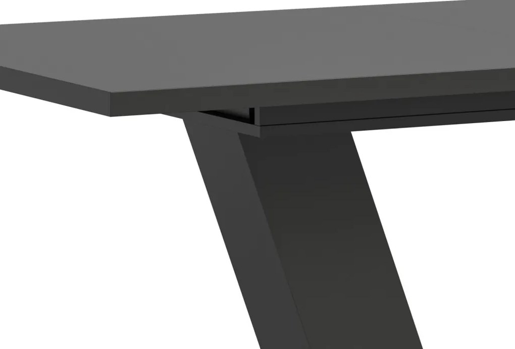 Rozkladací jedálenský stôl Moteon 150x90 cm, sivý/sivý, podnož V