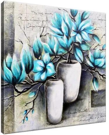 Obraz na plátne Modré magnólie vo vázach 30x30cm 3907A_1AI