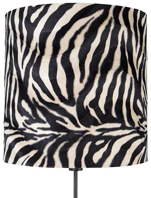 Stojaca lampa čierna tienidlo zebra vzor 40 cm nastaviteľná - Parte
