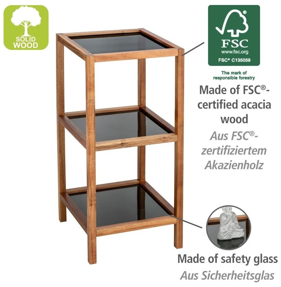 Sklenený kúpeľňový regál v čierno-prírodnej farbe 36x79 cm Fondi – Wenko