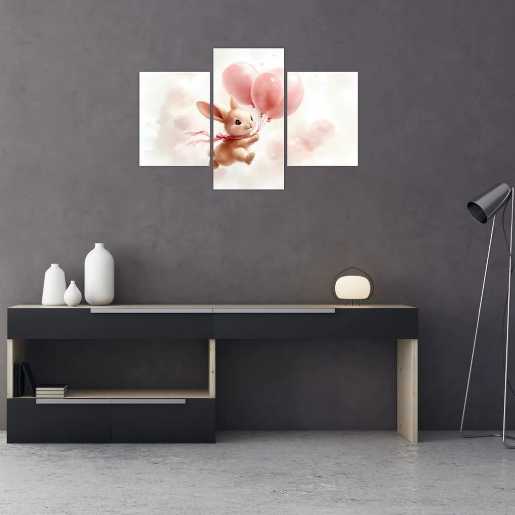 Obraz - Zajačik s balónikmi (90x60 cm)