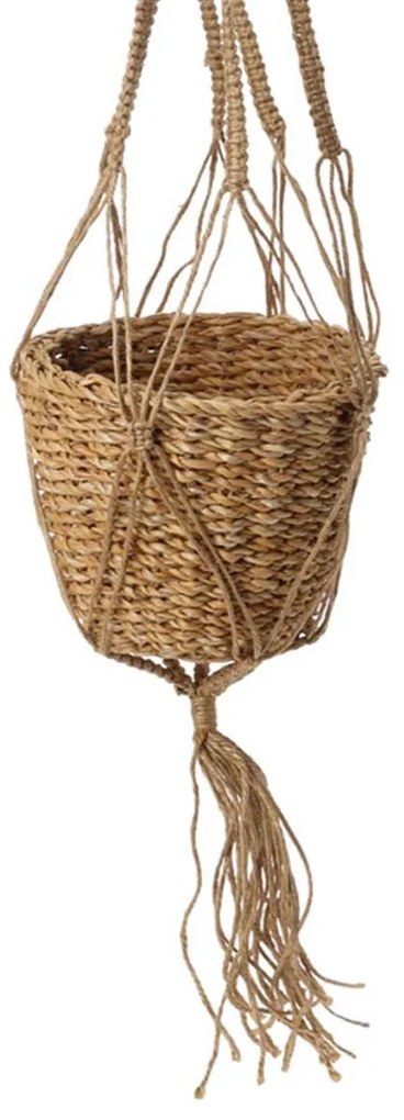 ZÁVESNÝ KVETINÁČ Z MORSKEJ TRÁVY MAKRAMA 17X15 CM HNEDÁ