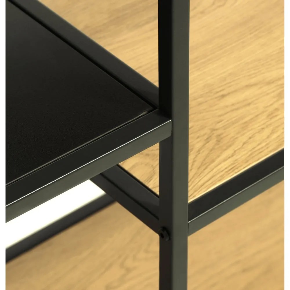 Čierna/v prírodnej farbe knižnica v dekore duba 80x146x35 cm Altino – Unique Furniture