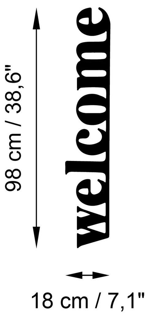 Nástenná kovová dekorácia Vitajte-5 čierna