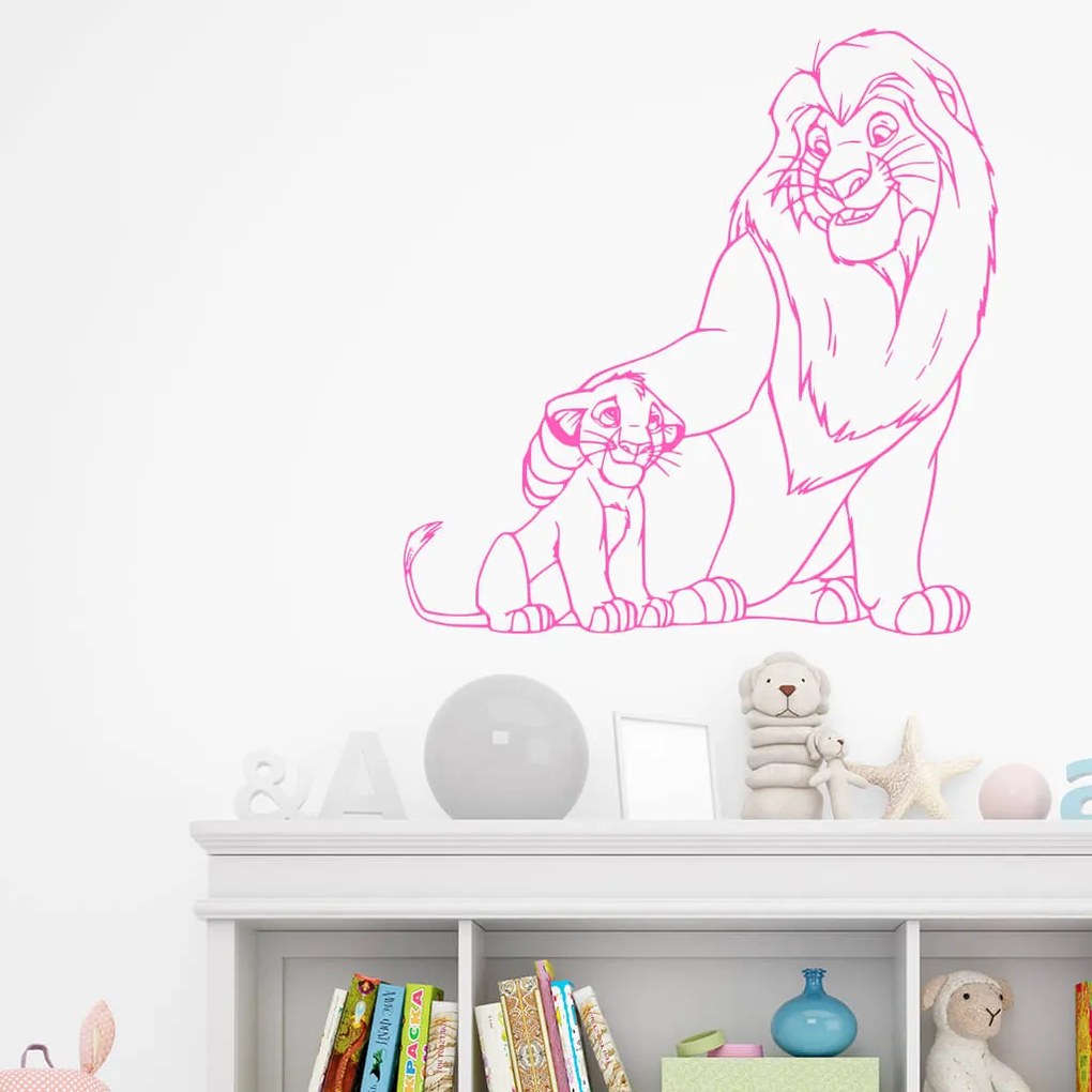 Veselá Stena Samolepka na stenu na stenu Mufasa a Simba Leví kráľ Farba: černá