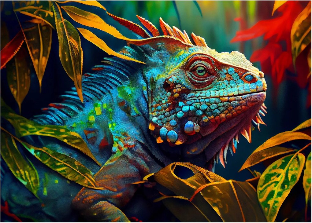 Obraz - Farebný leguán (70x50 cm)
