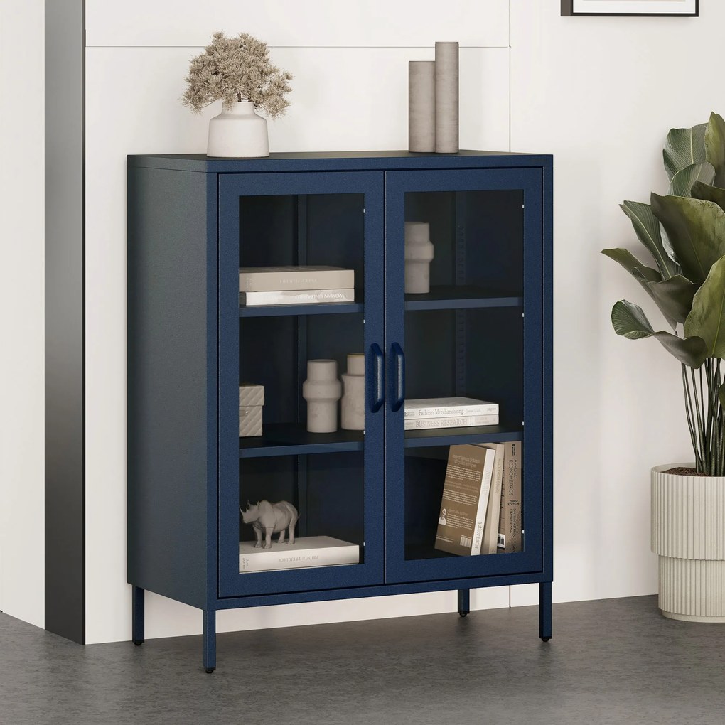 Vitrína GINA, 800 x 1015 x 400 mm, Modern: tmavomodrá farba