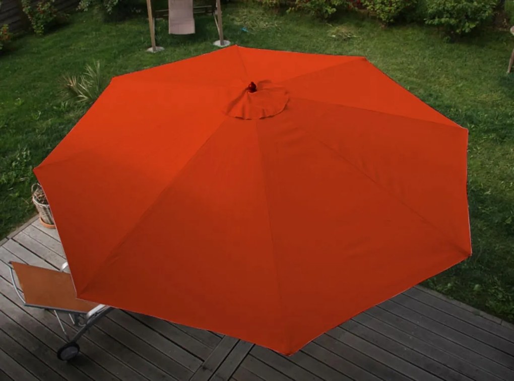 Slnečník Florida Ø 3,5m - polyester/drevo - terakota