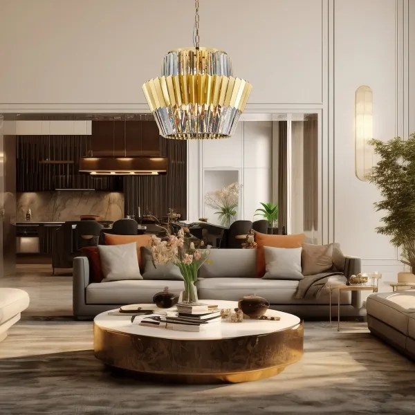 Luster na reťazi DONNA 12xE14/40W/230V pr. 55 cm zlatá