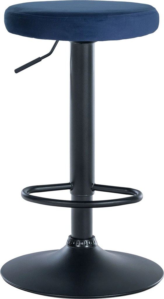 Barová stolička Ponte - zamat, čierny rám - Modrá