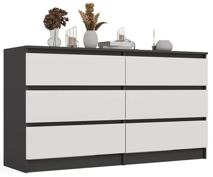 Komoda Malwa M6 140 cm antracit/bílá