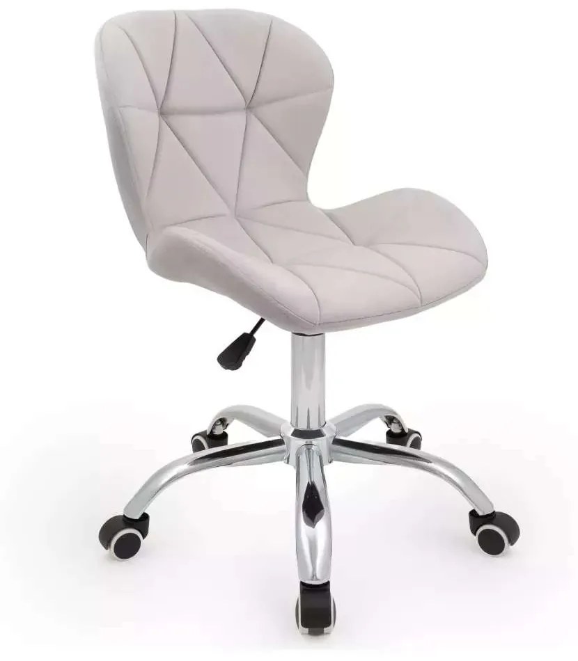 LuxuryForm DESIGN Stolička LIVIO VELUR na striebornej podstave s kolieskami - svetlo šedá