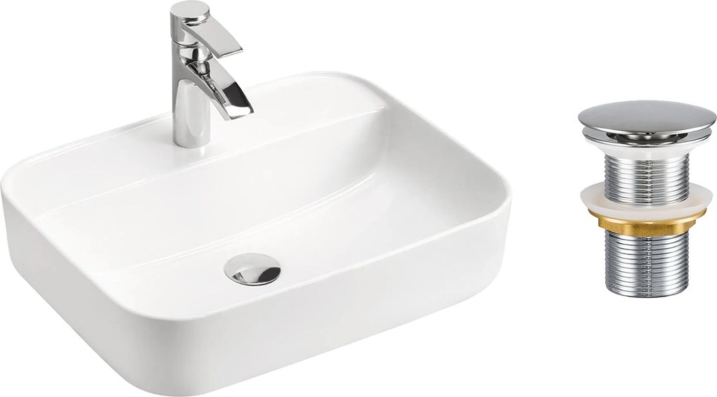 Comad Keramické umývadlo na dosku UM-MAGIC 51x40 + výpusť Click-Clack, chróm