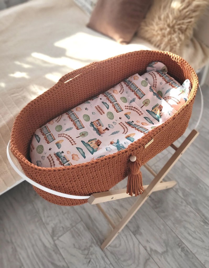 My Sweet Baby Mojžišov kôš BOHO Handmade so stojanom - terakota