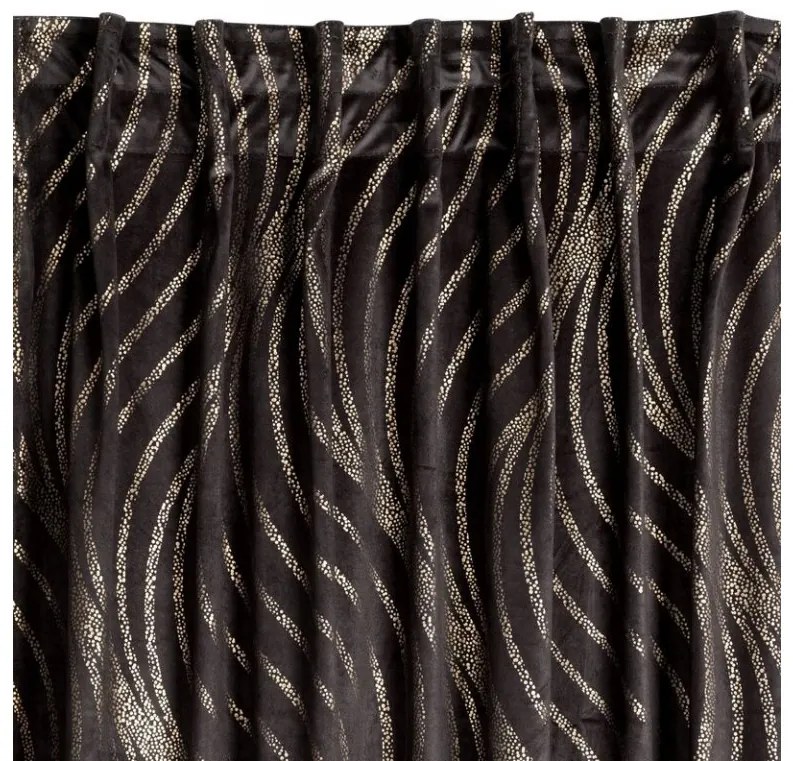 DECOREUM zamatový záves s potlačou šampanského 140 cm x 250 cm čierna 100 % polyester Rozmer varianty: 140 cm x 270 cm, Farba varianty: čierna 105442
