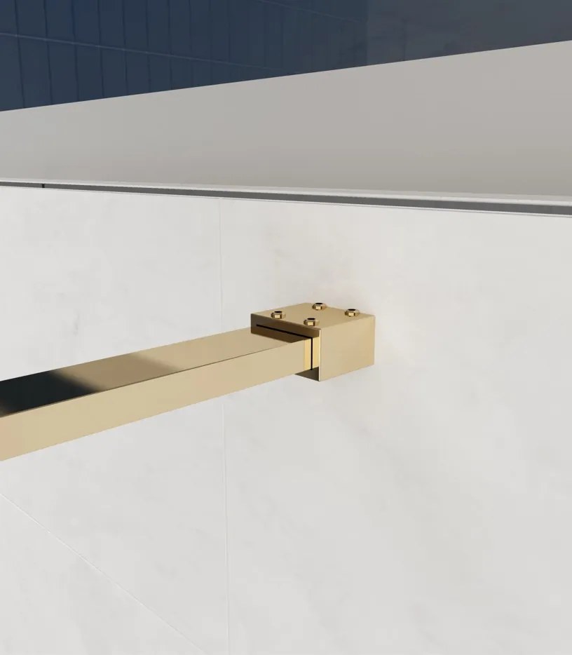 Erga Paris, sprchová zástena Walk-In 130x200 cm, 8mm šedé sklo, zlatý lesklý profil, ERG-V02-PARIS-130x200-GR-GD