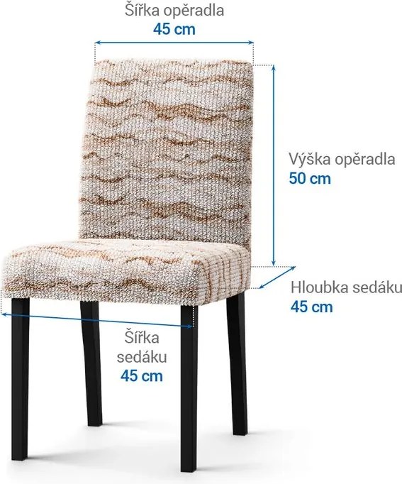 Bielastické poťahy OCEANO NOVÉ béžové stoličky s operadlom 2 ks (45 x 45 x 50 cm)