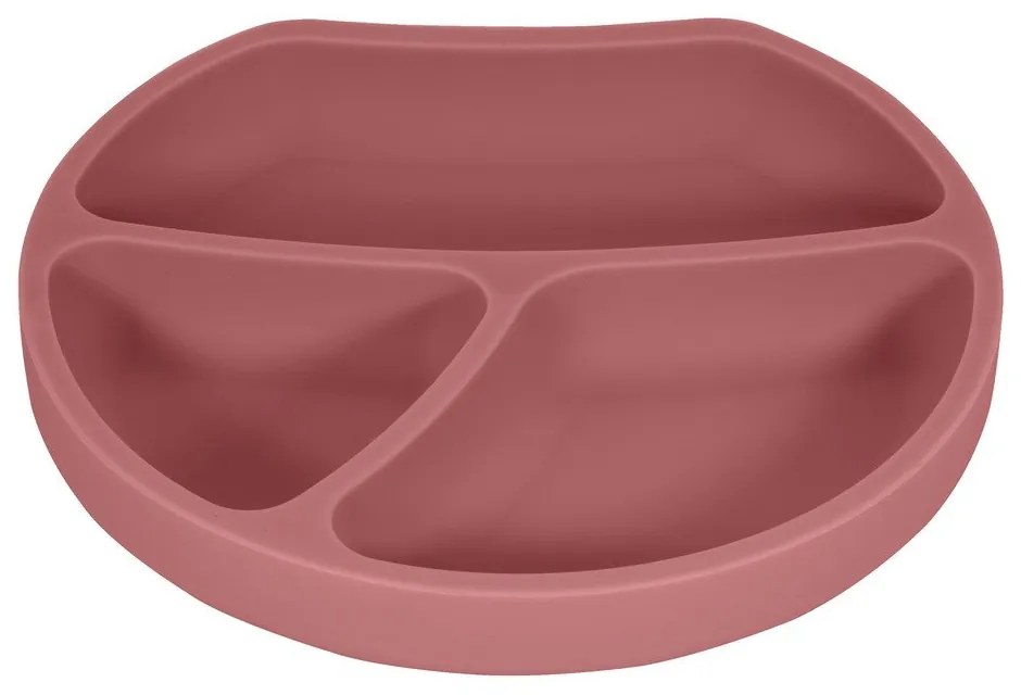 Silikónový detský tanier v tehlovej farbe 19x20,5 cm Dusky Pink – Kindsgut
