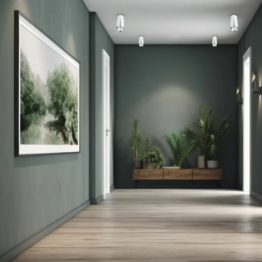 Stropné svietidlo Flower, 1x biele/chrómové kovové tienidlo