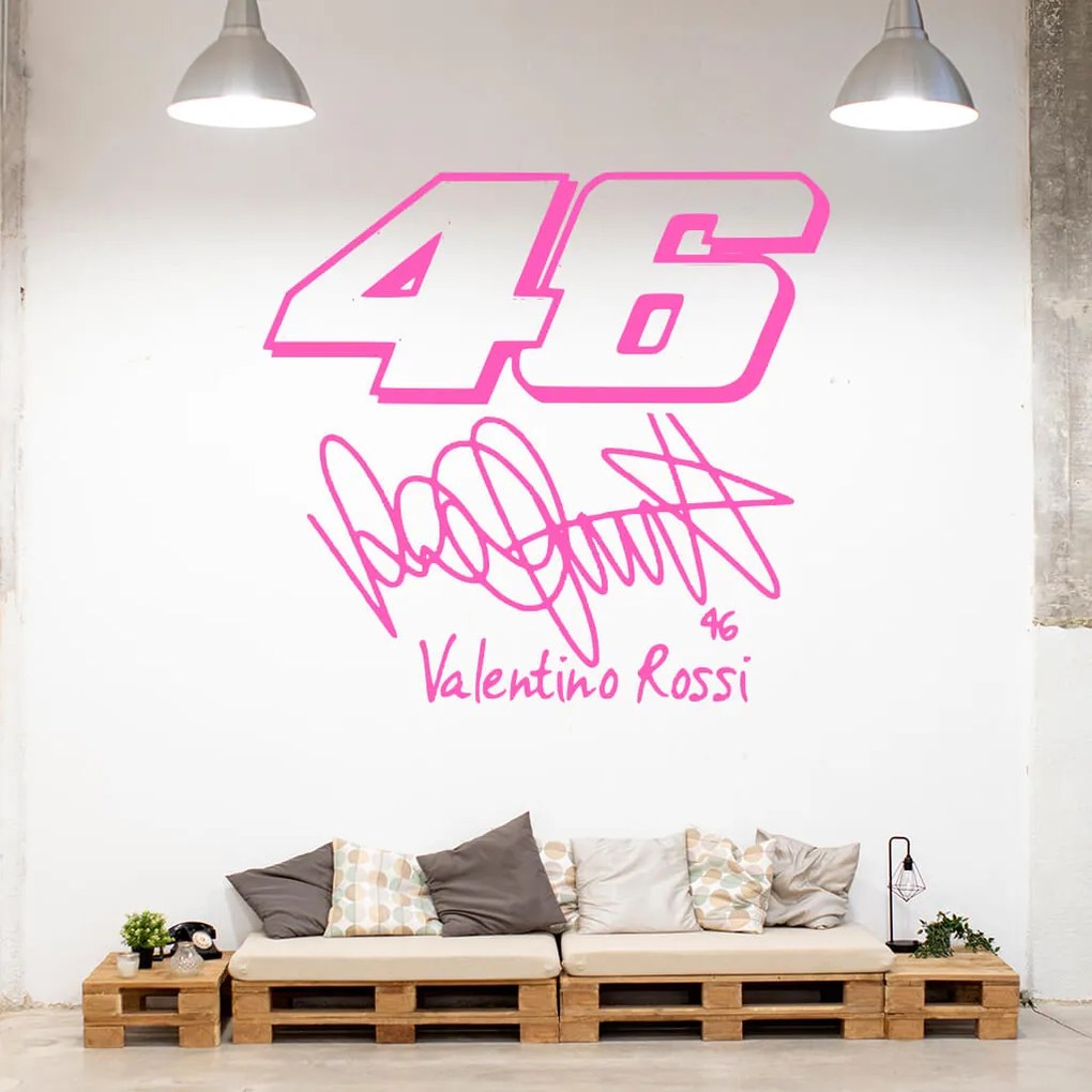 Veselá Stena Samolepka Valentino Rossi 46 Farba: červená, Veľkosť: 100 x 93 cm