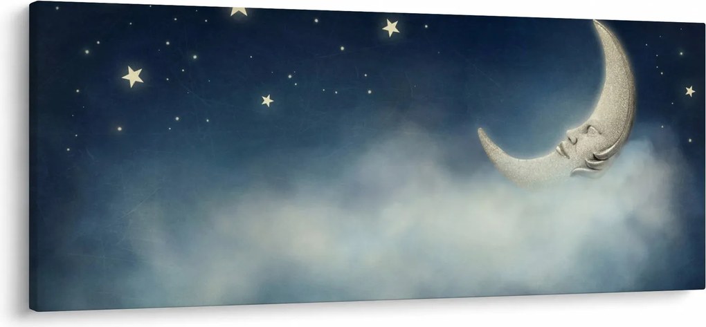 Obraz - Mesiac s hviezdami (120x50 cm)