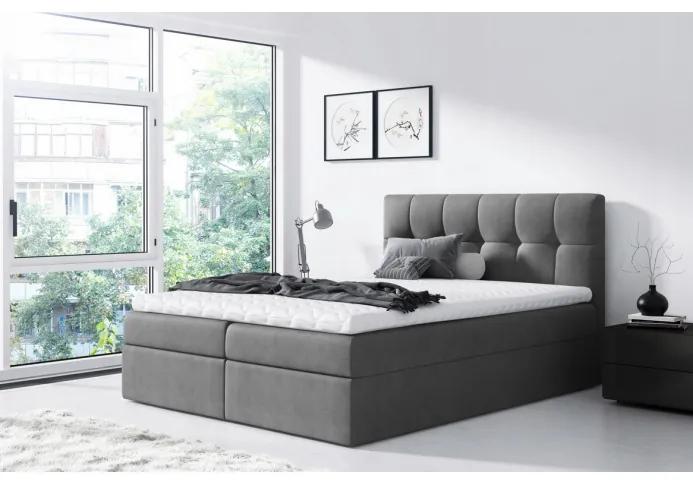 Jednoduchá posteľ Rex 160x200, šedá + TOPPER