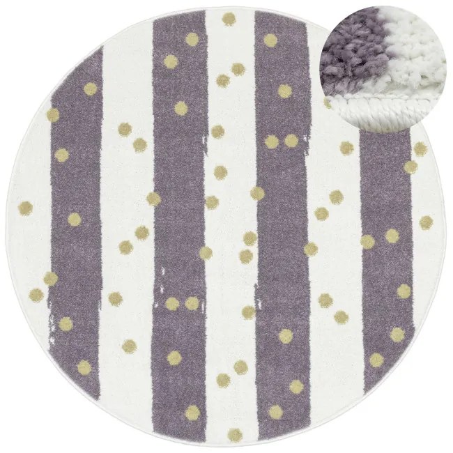 Koberec LIMA M044A krémový / fialový / zlatý kruh