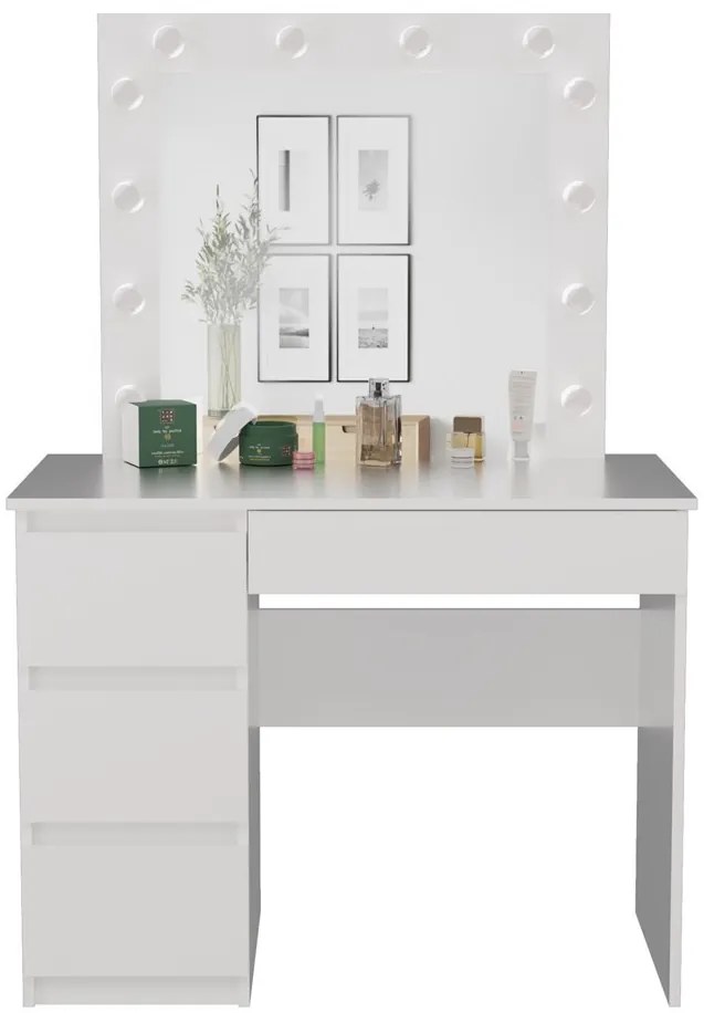 Toaletný stolík Micras 2 (biela) (L) (so zrkadlom) (s LED osvetlením). Akcia -21%. Vlastná spoľahlivá doprava až k Vám domov. 1132477