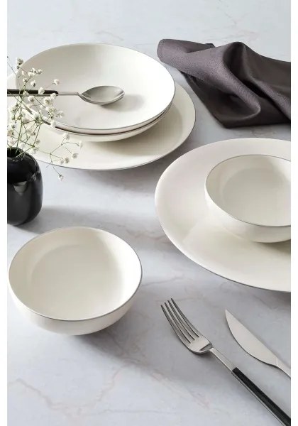 Jedálenská sada 18 ks biela/strieborná/porcelán