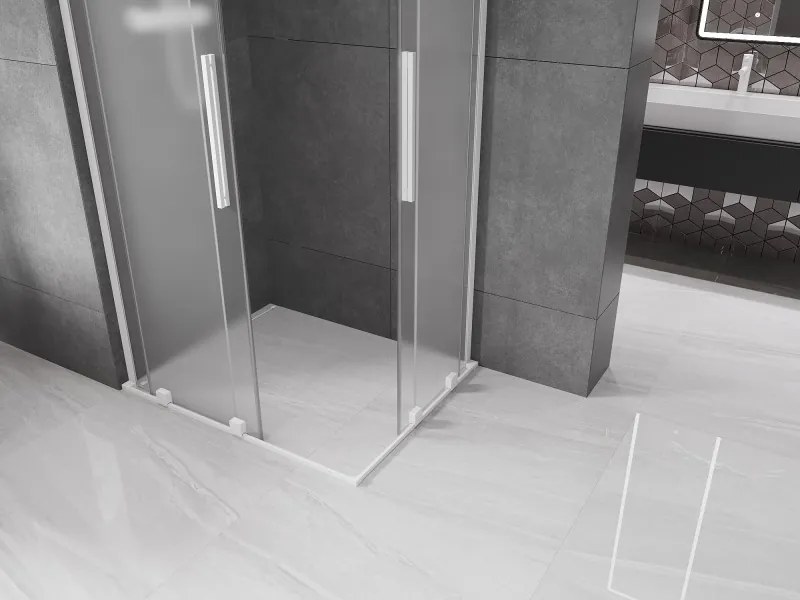 Mexen Velar L Duo, sprchový kút s posuvnými dverami 100 x 90 cm, 8mm sklo námraza, biela matná, 871-100-090-02-33-20
