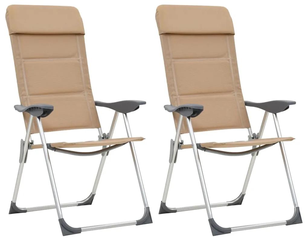 Kempingové stoličky 2 ks krémové 58x69x111 cm hliníkové 44314