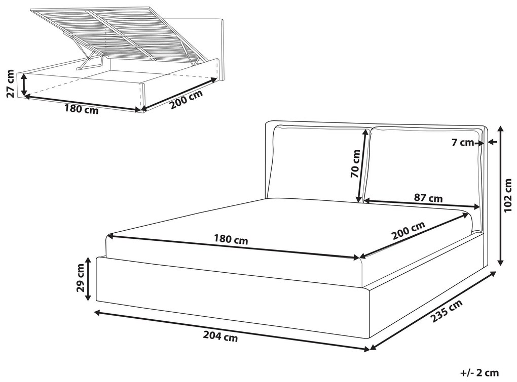 Zamatová posteľ s úložným priestorom 180 x 200 cm béžová BAJONNA Beliani