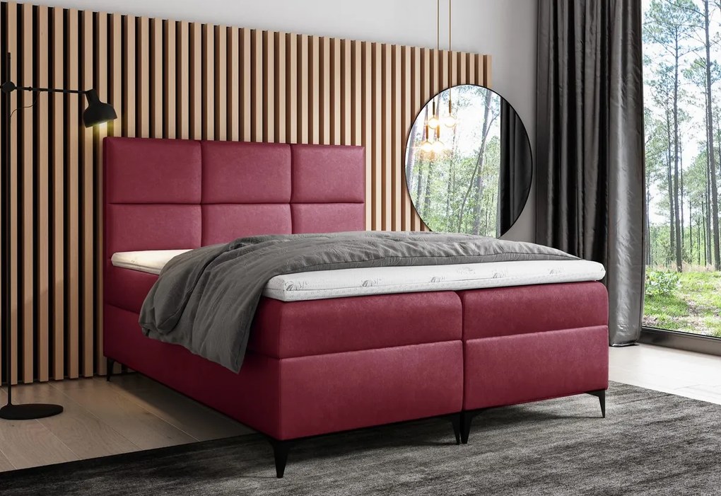 Čalúnená posteľ boxspring FAVA + topper, 160x200, fancy 59