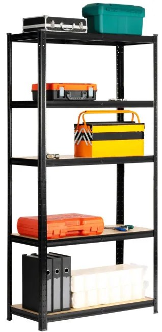 Set 2 kovových regálov 90x40x180 cm čierny