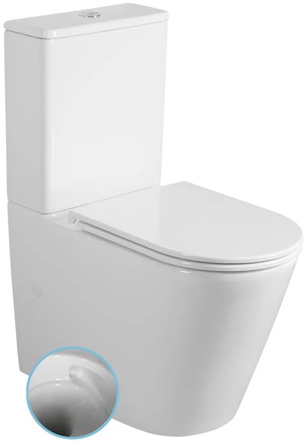 Sapho Sapho, DARIO RIMLESS WC kombi misa s nádržkou, spodný/zadný odpad, biela, PC106V