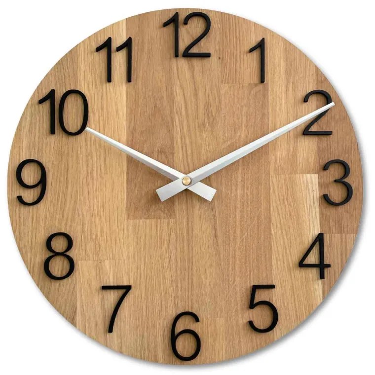 Elegantné nástenné hodiny z masívneho dubu I SENTOP MAS016-OSMO-3041-hands/silver