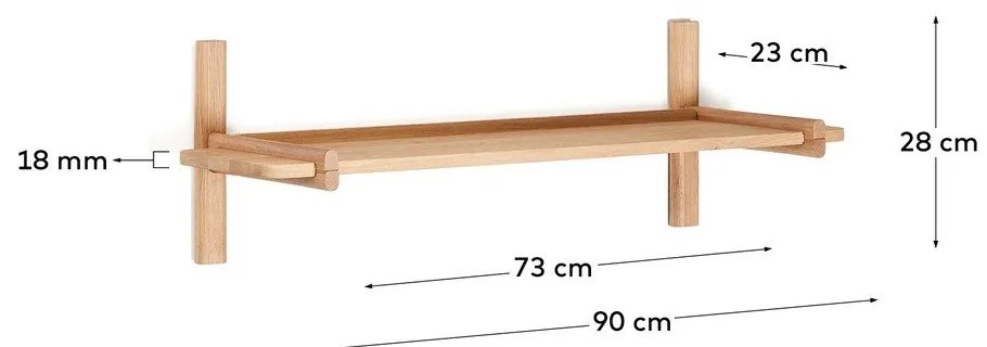 Modulárny policový systém z dubového dreva v prírodnej farbe 90x28 cm Sitra – Kave Home