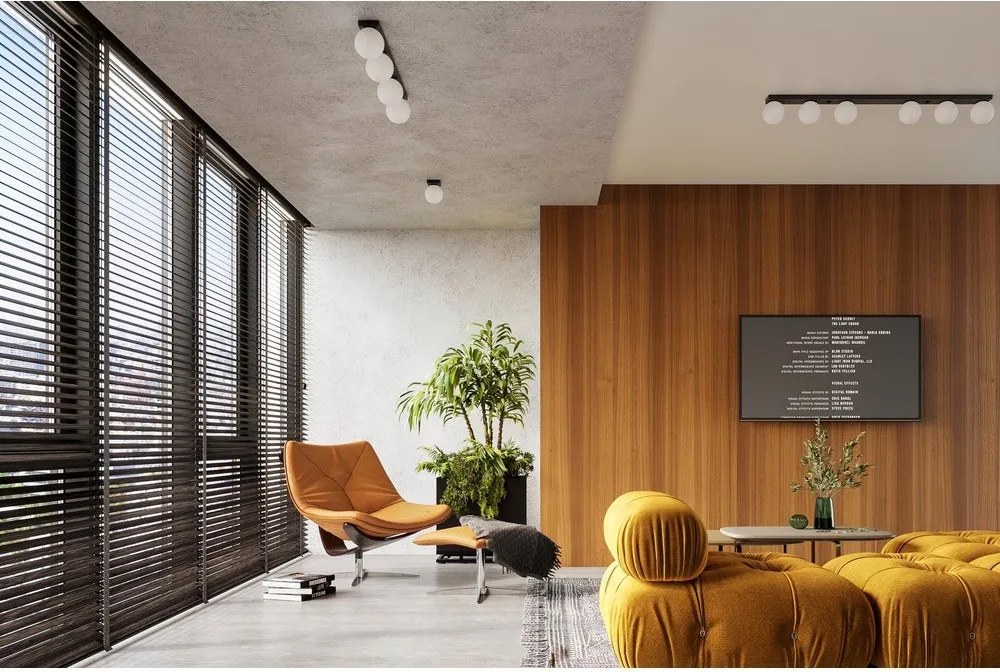 Čierne stropné svietidlo so skleneným tienidlom ø 12 cm Umerta – Sollux