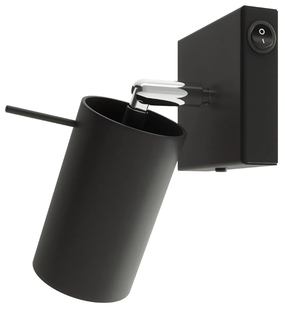 Bodové svietidlo Ring, 1x čierne kovové tienidlo, (možnosť polohovania), vypínač