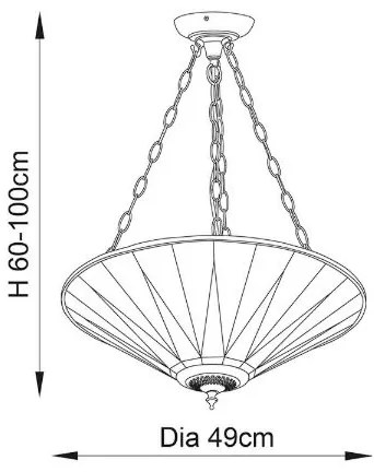 Endon 70754 - Luster na reťazi Tiffany DARK STAR 3xE27/60W/230V pr. 49 cm