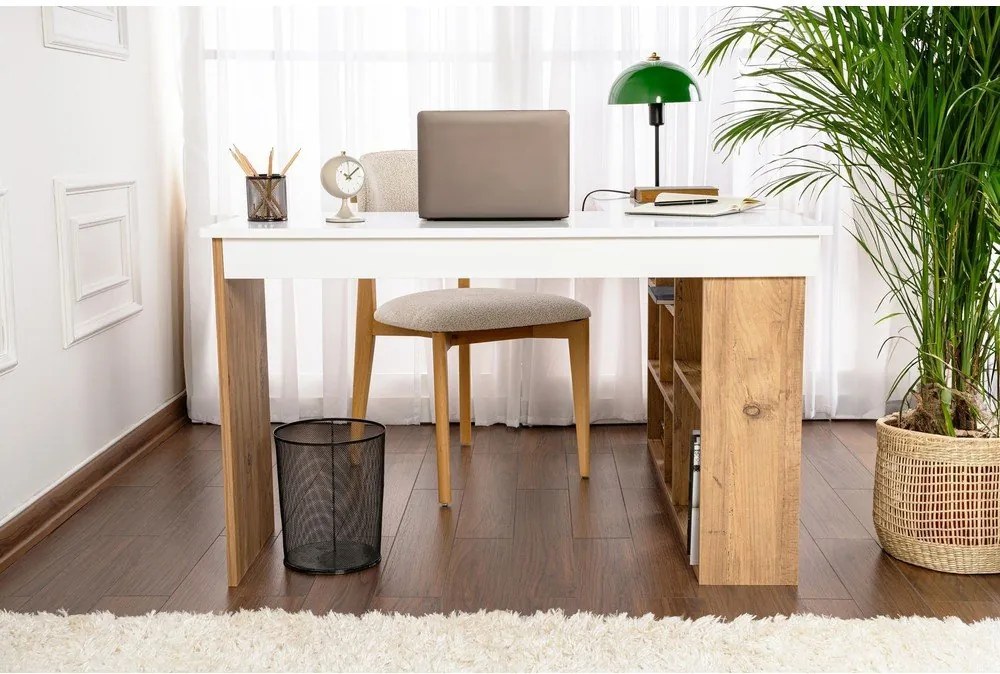 Pracovný stôl v dekore borovice 120x130 cm Vesper – Kalune Design