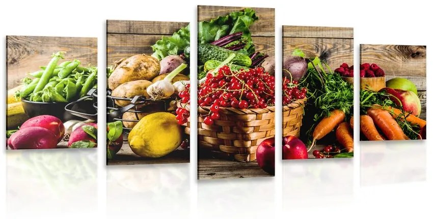 5-dielny obraz čerstvé ovocie a zelenina Varianta: 200x100