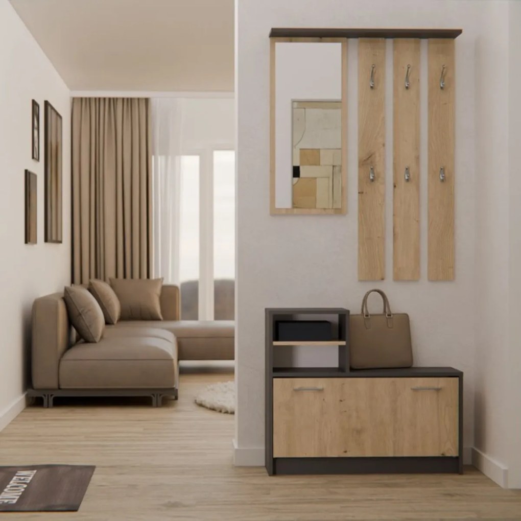 PREDSIEŇOVÁ STENA VANDA ŠEDÁ + DUB ARTISAN