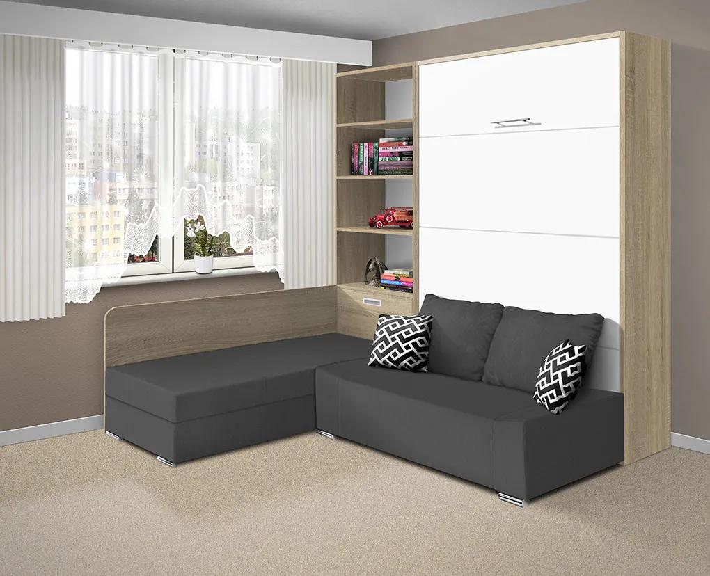 Nabytekmorava Sklápacia posteľ s pohovkou VS 21075 - 200x180 cm farba pohovky: Sivá, Typ farebného prevedenia: Buk / dvere buk