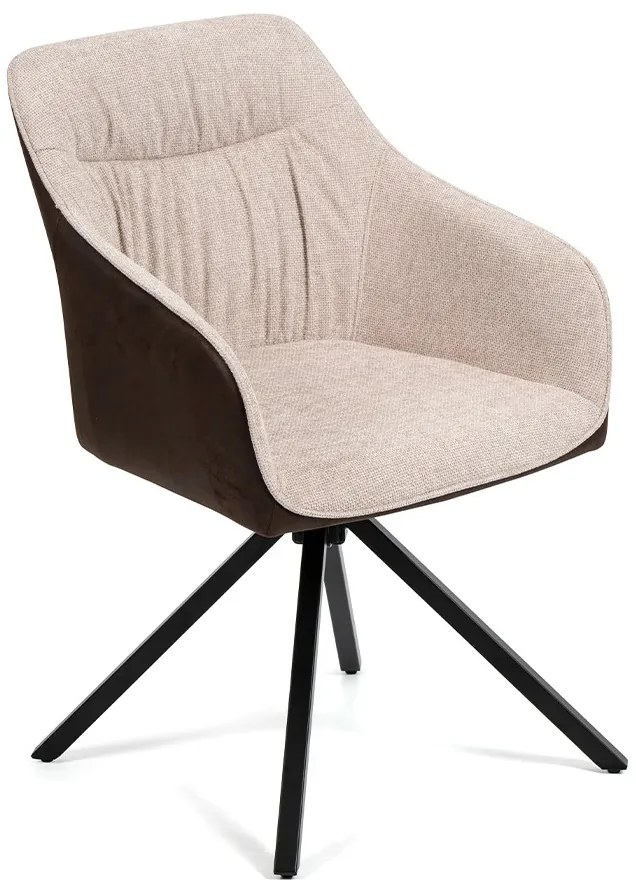 Noela Otočná jedálenská stolička látková LOREN hnedá/krémová