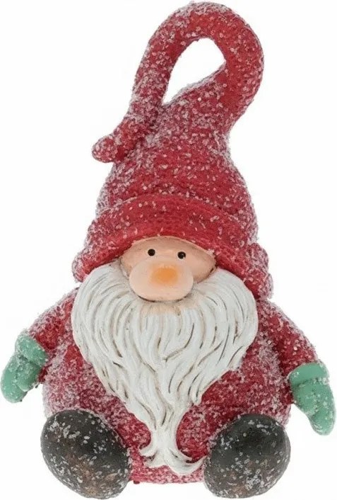 Sediaci škriatok – červený 14 cm