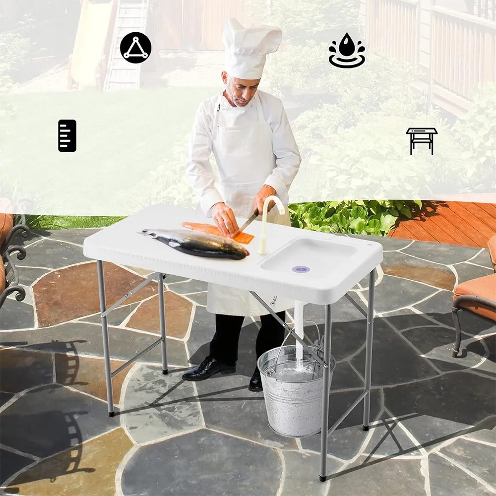 Prenosný stôl so drezom