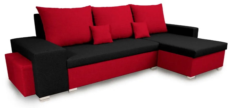 Rohová sedacia súprava s funkciou spania PETR Černá/červená